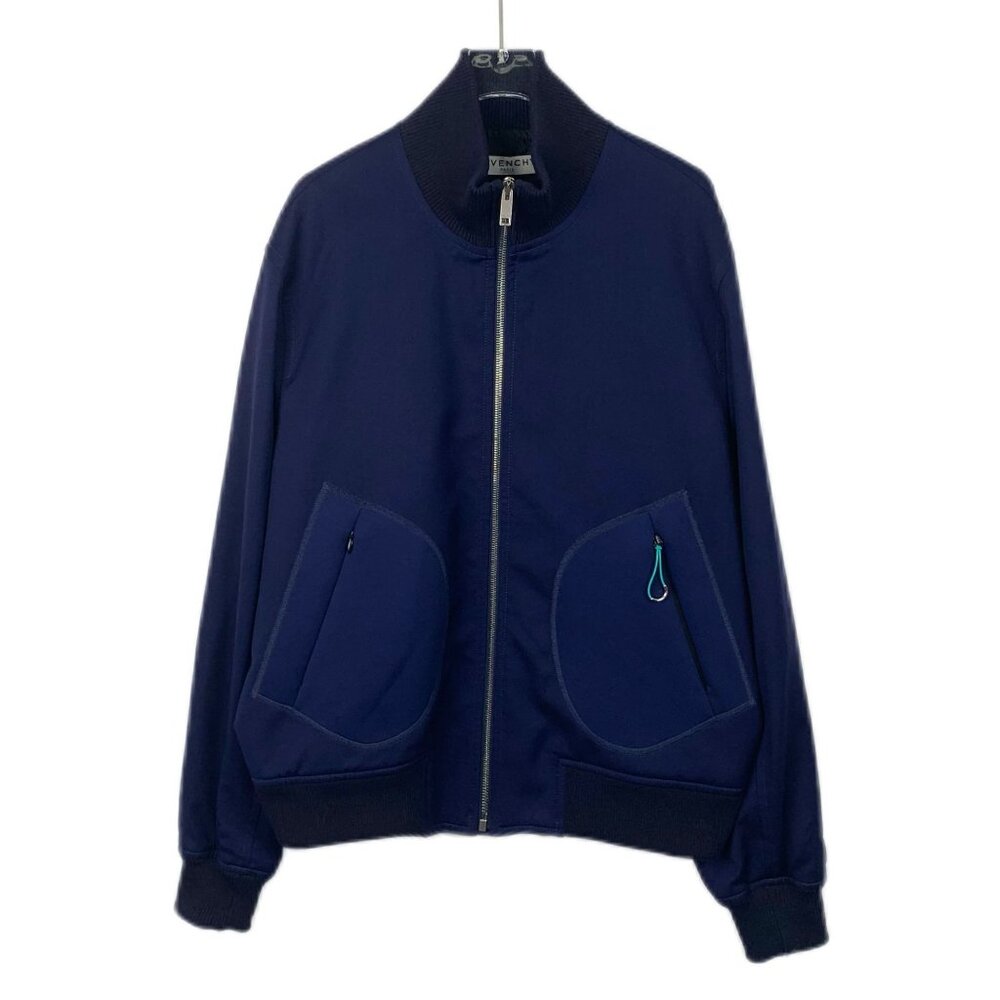 Givenchy Paris Blue Wool Zipper Jacket Stand-Up Collar Size 50 L